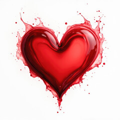 Romantic Red Paint Heart Suspended in Soft Diffused Water