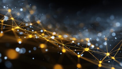 Glowing digital network connections on dark background symbolizing global data flow and innovation