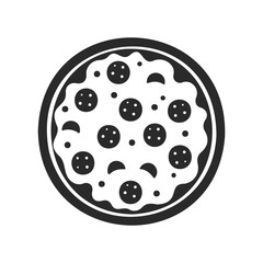 Fototapeta premium Monochrome icon of classic pepperoni pizza with cheese topping