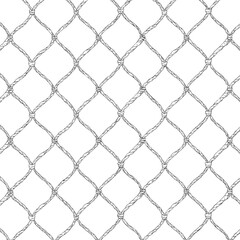 Naklejka premium Black and white pattern of twisted rope forming diamond shapes, seamless texture. Vector illustration