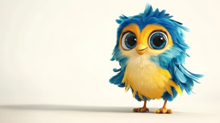 Naklejka premium A charming, animated small bird with large eyes.