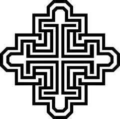 Obraz premium Complex black and white geometric labyrinth pattern design illustration. Vector illustration