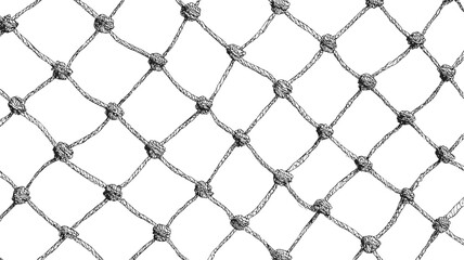 Naklejka premium Close-up of a monochrome fishing net pattern with knots and woven texture. Vector illustration