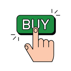 buy button with hand cursor vector illustration graphic design in blue and green