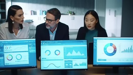 Business Team Analyzing Data Charts. - Powered by Adobe