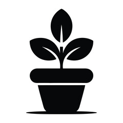 Plant in a pot icon. Simple illustration of plant in a pot vector icon for web