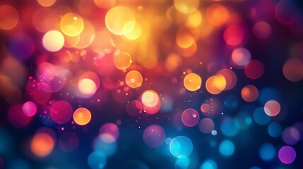 Obraz premium Abstract background with colorful bokeh lights, glowing circles and sparkles.