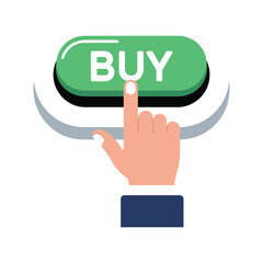 Buy button with hand icon. Shopping online ecommerce and market theme. Isolated design. Vector illustration