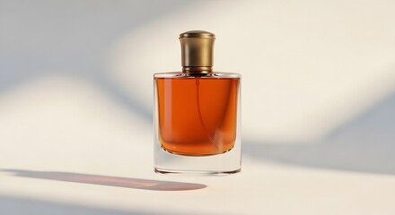 Amber Perfume Bottle in Studio Setting with White Background