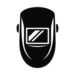 welding mask icon over white background, silhouette style, vector illustration