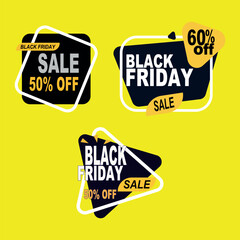 Obraz premium Three eyecatching Black Friday sale icons showcase discounts of 50 and 60 percent
