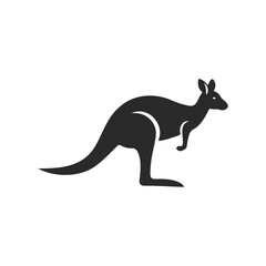 Silhouette of kangaroo in simple black design