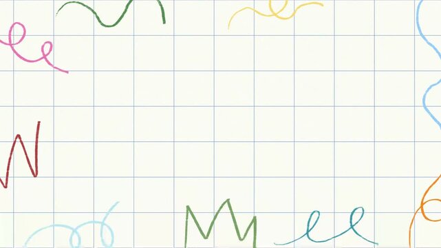 moving grid line with doodle animation, suitable for intro video, ads, campaign, back to school event, or etc, 4K footage