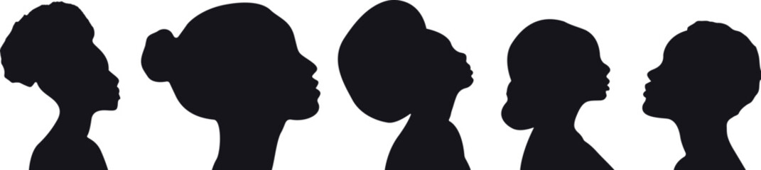 Woman Face Silhouette &ndash; Elegant Female Profile Vector Art
