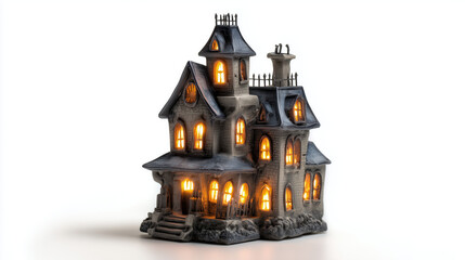 Haunted house decoration with glowing lights perfect for Halloween festivities