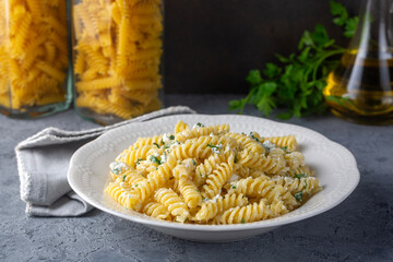 Cheese fusilli pasta - Turkish name; peynirli makarna