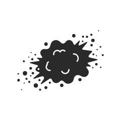 Fototapeta premium Abstract black splat boom symbol with comic style explosion elements