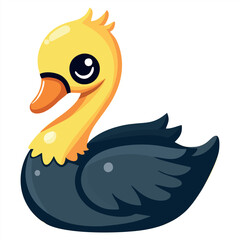 Cartoon Swan with Yellow Head and Black Body