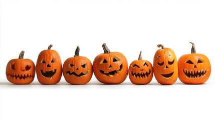 Collection of carved pumpkins showcasing various faces for Halloween celebration