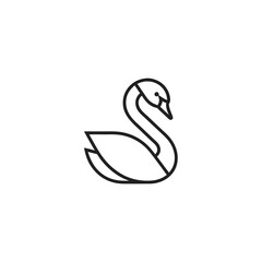 Elegant swan logo design with a graceful Sshaped neck created with minimalist black monoline art.