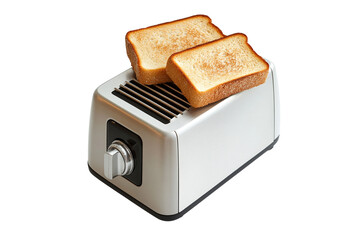 Toaster with slices of brown toast isolated on transparent background