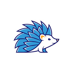 Modern stylized hedgehog mascot with vibrant blue spiky quills and a friendly smile.