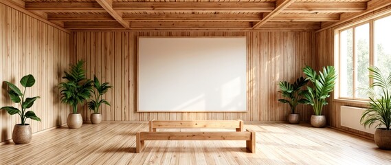 Contemporary Wellness Space with Wood Paneling and Soft Light