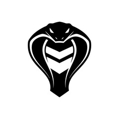 Striking Black Cobra Head with Hood and Chevron Pattern Illustration.