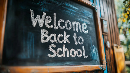 A chalkboard with the words "Welcome back to school" written on it. School is about to start.
