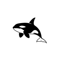 Stylized Black and White Orca Whale Illustration with Distinctive Markings.