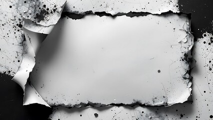 Torn paper with a hole in the center, revealing a white background, creating an abstract and grunge texture isolated on white background
