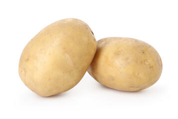 Two fresh raw potatoes isolated on white