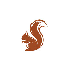 Stylized Brown Squirrel Logo Sitting Pose with Bushy Tail.