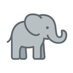 Cute gray elephant illustration on a transparent background  