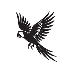 Obraz premium Vector Parrot Silhouette Illustration Ideal for Bird Logos, Exotic Animal Icons, Tropical-Themed Branding, and Black and White Minimalist Vector Art for Print and Digital Use