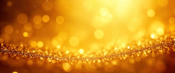 Golden Glitter Sparkle with Soft Bokeh Glow in Warm Light