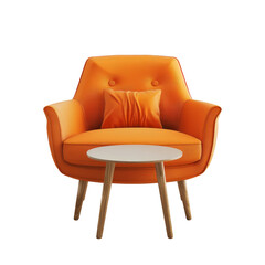 Orange armchair with small table