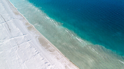 The tranquil beauty of Salda Lake - Turkey with its crystal clear turquoise waters and stunning...