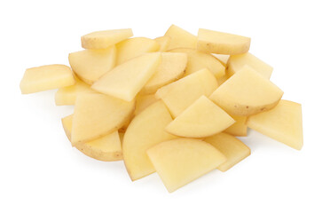 Slices of raw potatoes isolated on white