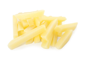 Slices of raw potatoes isolated on white