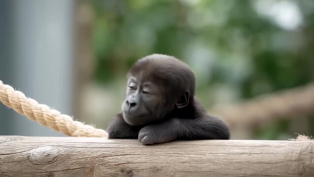 little black monkey looking at the camera