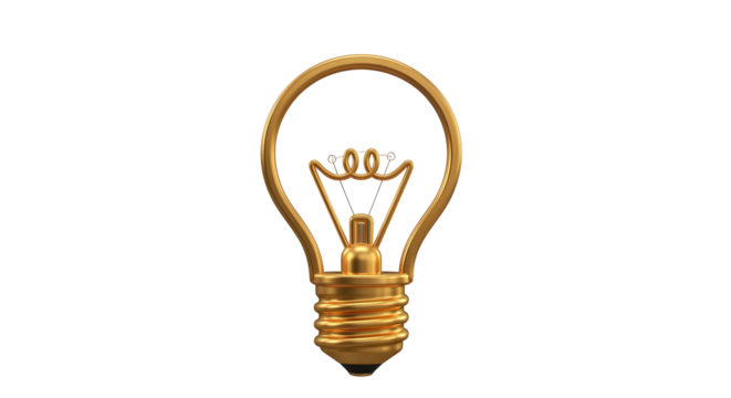 Golden Lightbulb Idea Spark Innovation Metallic Design for Creative Business Technology Energy Solution Concepts