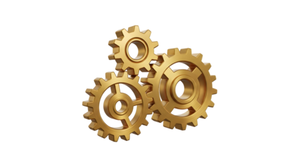 Golden Gears Interlocking Machine Engineering Technology Industry Gears represent machine teamwork industry engineering progress innovation solutions mechanism cogwheels connection