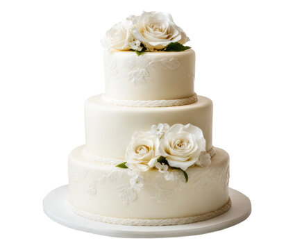 Elegant wedding cake adorned with white roses for special occasions - Powered by Adobe