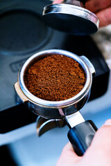 coffee maker and coffee beans