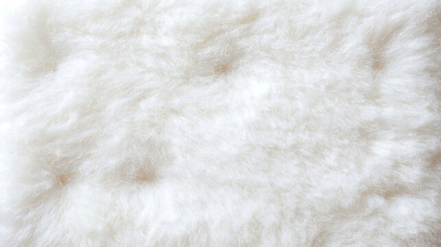 A soft, fluffy white surface with a texture reminiscent of wool or fur, creating an inviting and cozy appearance.