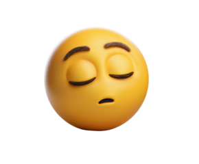 Boredom shown with a sleepy yellow emoji face