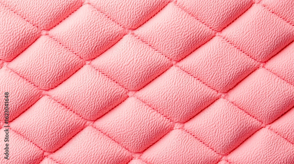 Poster a textured fabric in soft pink tones, featuring a quilted pattern that creates a visually appealing 