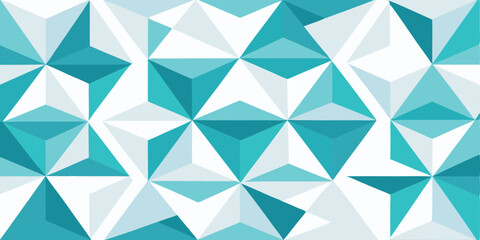 Abstract geometric background with turquoise and white triangular shapes in a seamless pattern