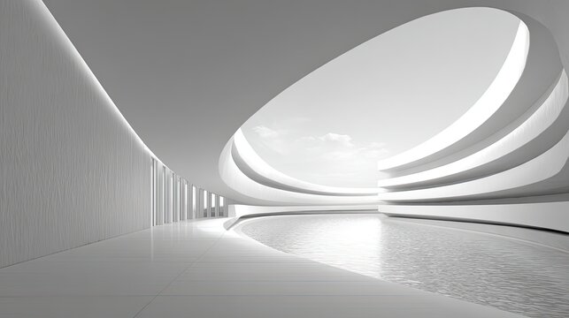 Minimalist abstract background architecture lines in pure white negative space serene and meditative